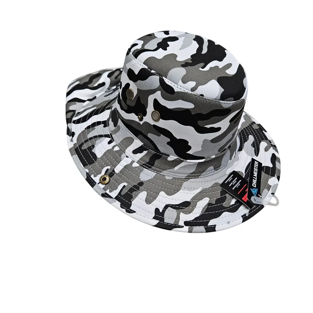 Chillmeister Sun Hat Unisex OS Grey Camo Boonie Neck Flap Wide Brim Fishing Hike